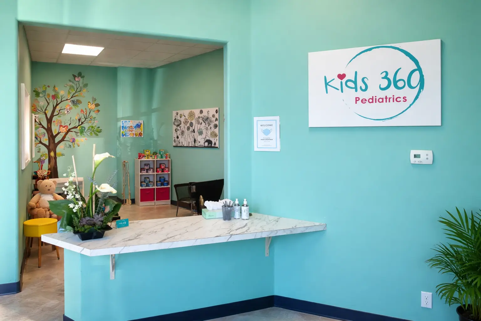 Bright and inviting pediatric reception area